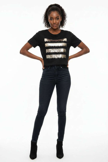 Black  Sequence  T Shirt Black Nawao.com