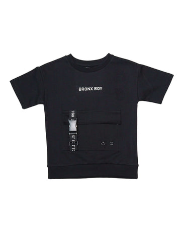 Black Short Sleeve T Shirt With Patch Pocket Nawao.com
