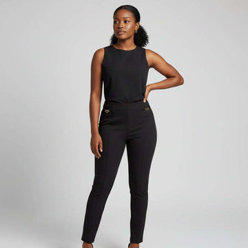 Black Side Detailed Chain Leggings Black Uk8 Nawao.com