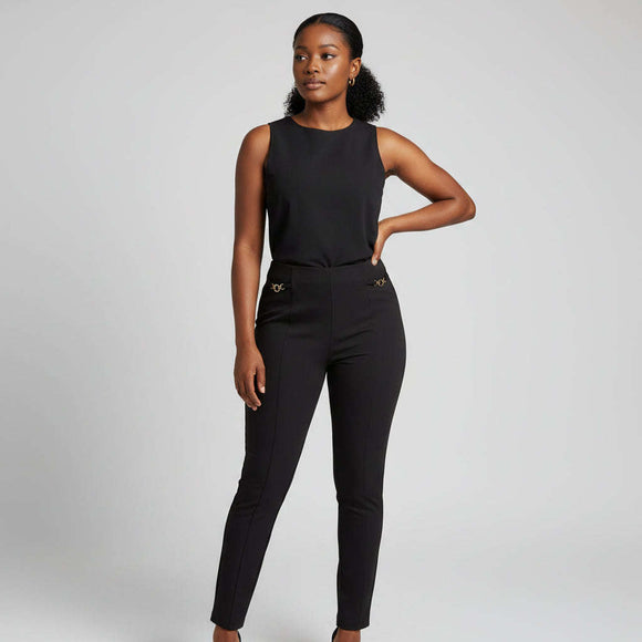 Black Side Detailed Chain Leggings Black Uk8 Nawao.com
