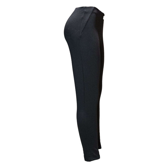 Black Single Button Dart Ponte Legging Nawao.com