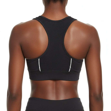 Black Sports Bra With Reflector Detailing Black Nawao.com