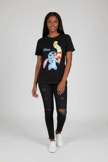 Black Stitch Printed T Shirt Nawao.com