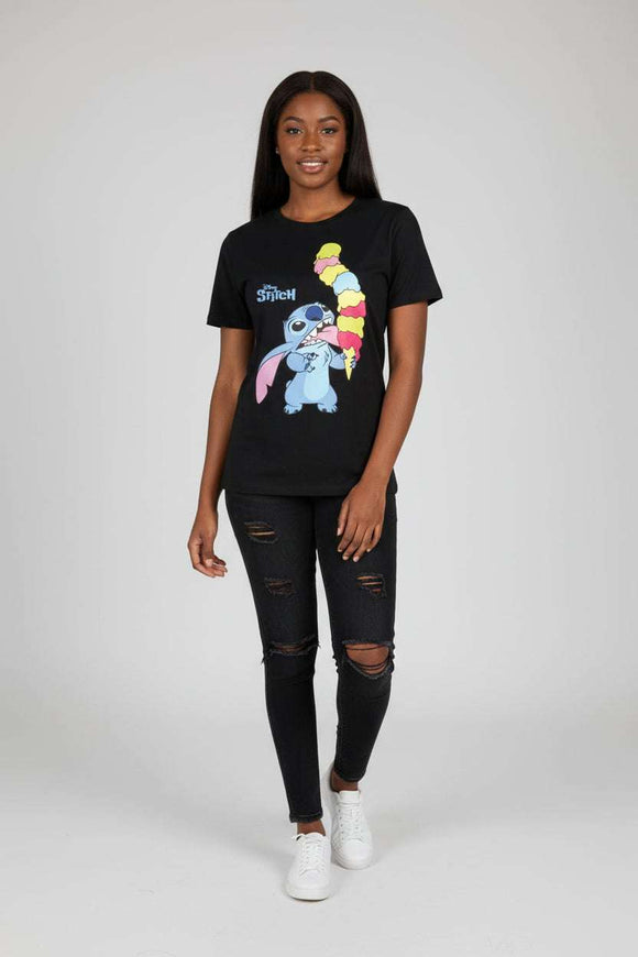 Black Stitch Printed T Shirt Nawao.com