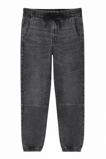 Black Stone Wash Knit Dnim Jogger Nawao.com