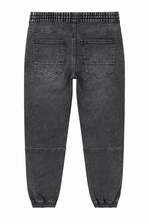 Black Stone Wash Knit Dnim Jogger Nawao.com