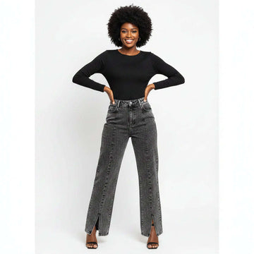 Black Straight Fit Wash Jeans Black Uk12 Nawao.com