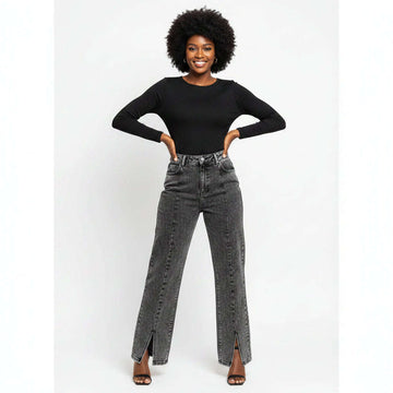 Black Straight Fit Wash Jeans Black Uk12 Nawao.com