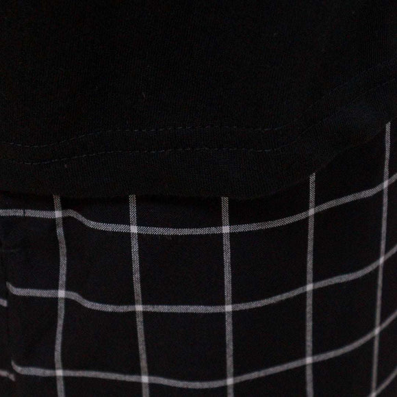 Black T Shirt And Stripes Pyjama Set Black X Nawao.com