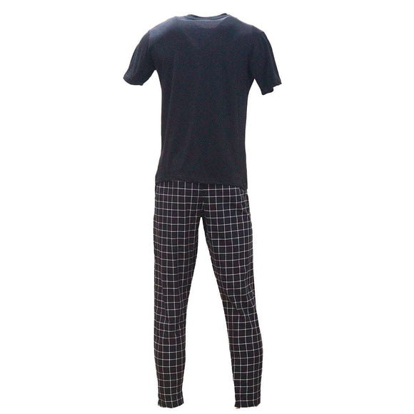 Black T Shirt And Stripes Pyjama Set Black X Nawao.com