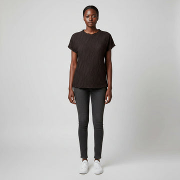 Black Textured Jersey Top Nawao.com