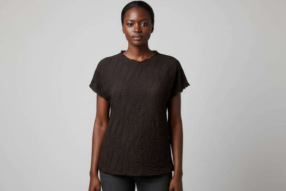 Black Textured Jersey Top Nawao.com
