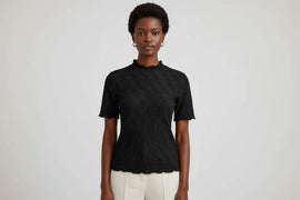Black Textured Knit Top Black Uk8 Nawao.com