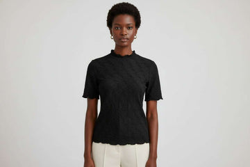 Black Textured Knit Top Black Uk8 Nawao.com