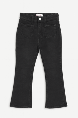 Black Wash Flared Hem Jeans With Front Pocket Nawao.com