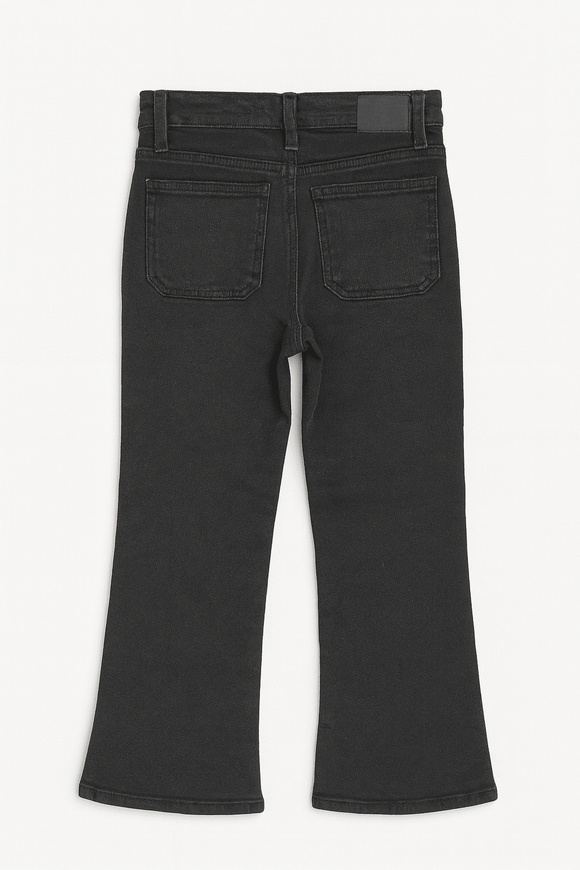 Black Wash Flared Hem Jeans With Front Pocket Nawao.com