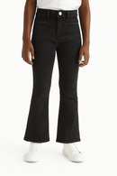 Black Wash Flared Hem Jeans With Front Pocket Nawao.com