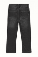 Black Wash Skinny Flared Jeans With Front Slit Nawao.com
