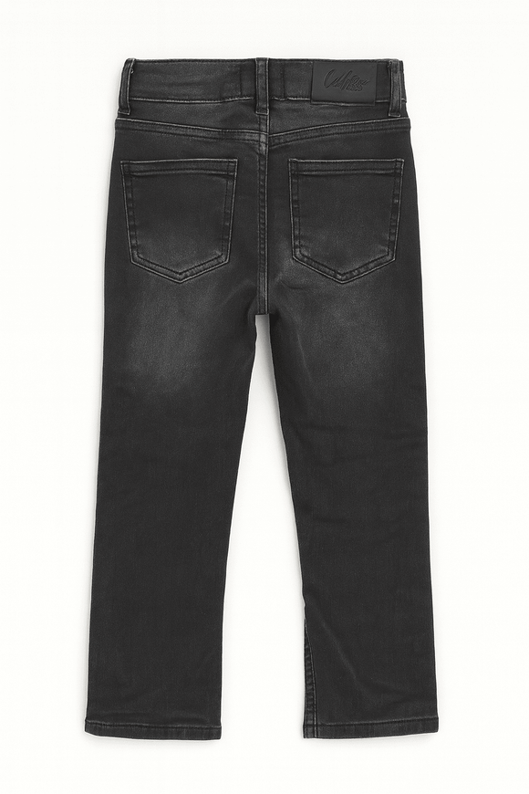 Black Wash Skinny Flared Jeans With Front Slit Nawao.com