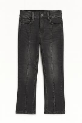 Black Wash Skinny Flared Jeans With Front Slit Nawao.com