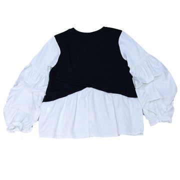 BLACK  WHITE BALOON SLEEVE TOP ASSORTED Nawao.com