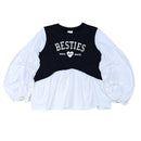 BLACK  WHITE BALOON SLEEVE TOP ASSORTED Nawao.com