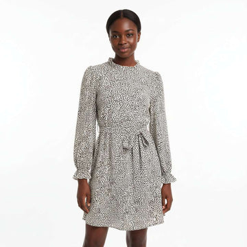 Black White Ditsy Print L S Dress Assorted Nawao.com