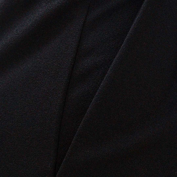 Black Wide Leg Trousers With Self Belt Detail Nawao.com