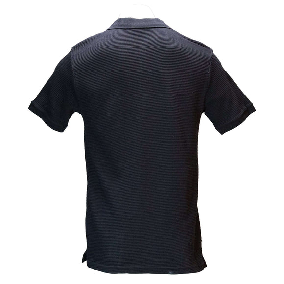 Black Zip Placket Ottoman Polo Shirt Black Nawao.com