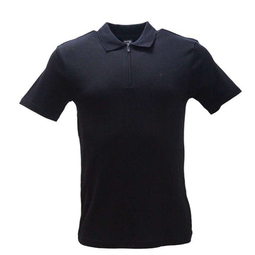 Black Zip Placket Polo Shirt With Chest Logo Black Nawao.com