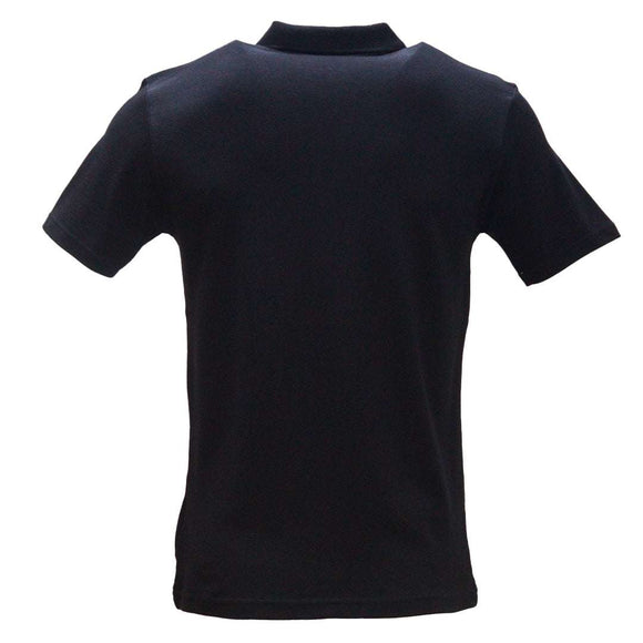 Black Zip Placket Polo Shirt With Chest Logo Black Nawao.com