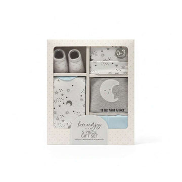 Blue 5 Piece Gift Set  Bib  Bodysuit  Pants  Cap  Socks Nawao.com