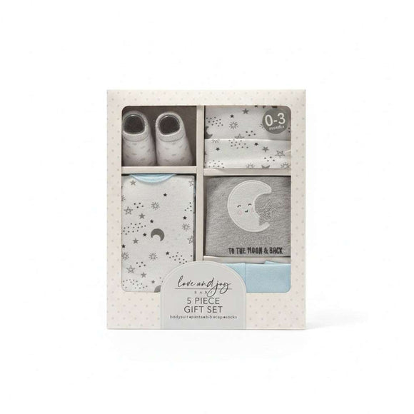 Blue 5 Piece Gift Set  Bib  Bodysuit  Pants  Cap  Socks Nawao.com