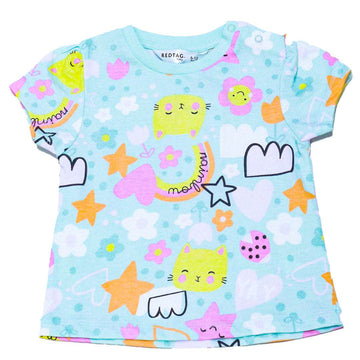 Blue All Over Print T Shirt Nawao.com