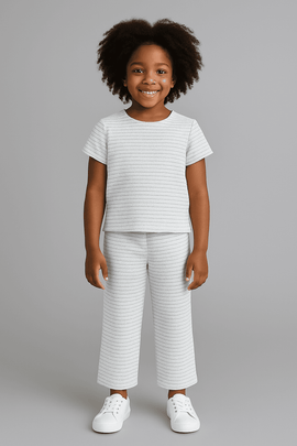 Blue Allover Stripes Casual Sets Blue Nawao.com