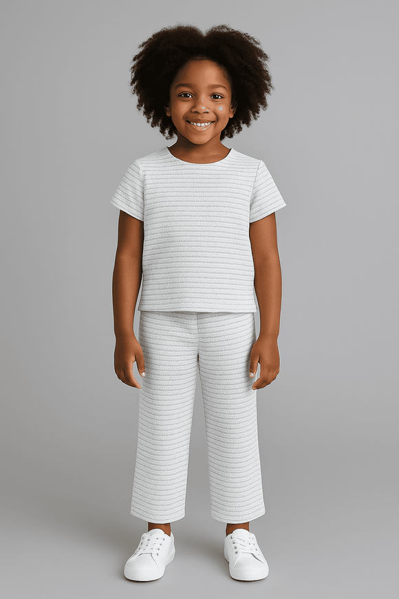 Blue Allover Stripes Casual Sets Blue Nawao.com
