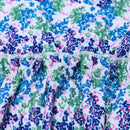 Blue Aop Crew Neck Jacquard Blouse With Frill Details Nawao.com