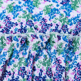 Blue Aop Crew Neck Jacquard Blouse With Frill Details Nawao.com