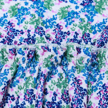 Blue Aop Crew Neck Jacquard Blouse With Frill Details Nawao.com
