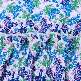 Blue Aop Crew Neck Jacquard Blouse With Frill Details Nawao.com