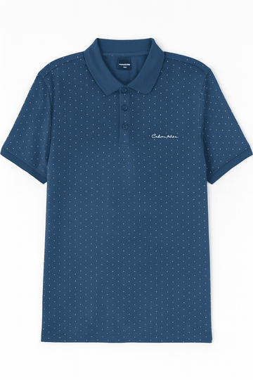 Blue Aop Polo Shirt With Chest Logo Blue Nawao.com