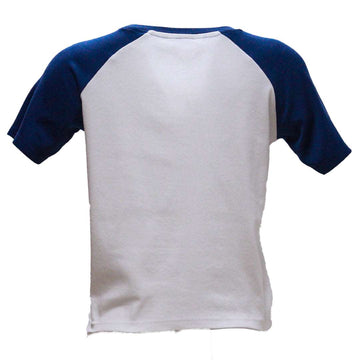Blue Black Raglan Printed T Shirt Nawao.com