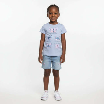 Blue Butterfly Placement Print H S T Shirt Blue Nawao.com