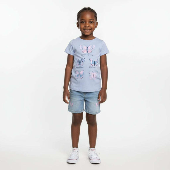 Blue Butterfly Placement Print H S T Shirt Blue Nawao.com