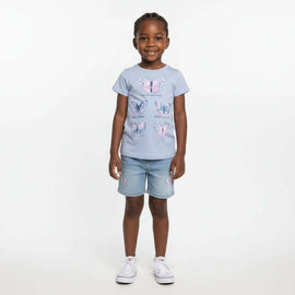 Blue Butterfly Placement Print H S T Shirt Blue Nawao.com
