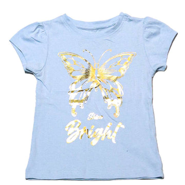 Blue Butterfly Placement Print T Shirt Nawao.com