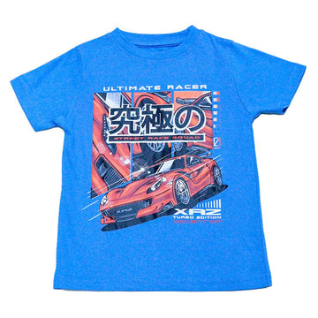 Blue Car Printed Short Sleeve T Shirt Blue Nawao.com