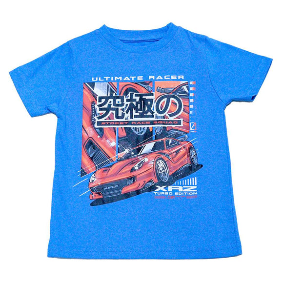 Blue Car Printed Short Sleeve T Shirt Blue Nawao.com