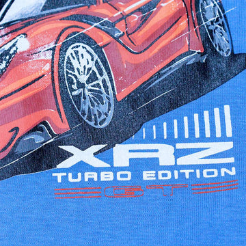 Blue Car Printed Short Sleeve T Shirt Blue Nawao.com