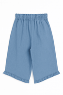 Blue Chambray Ruffle Trouser Nawao.com